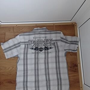 Harley-Davidson Men's Gray Plaid Short-Sleeve Shirt